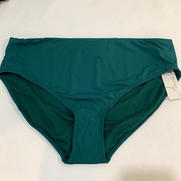 Anne Cole pine green high waisted swimsuit bikini botttom, NEW NWT, XL - Picture 1 of 6